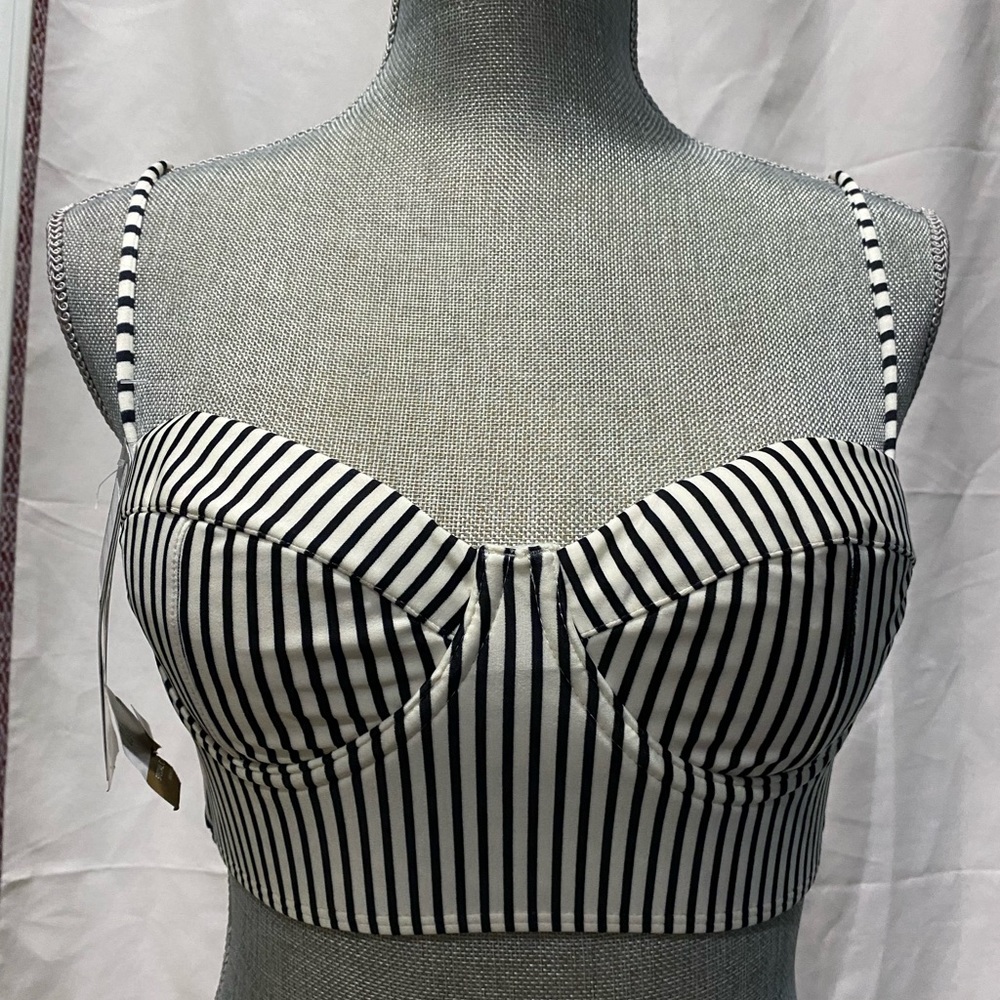 VIX Paula Hermanny Striped Underwire Lace Up Back Bikini Top SNWT 24K Gold